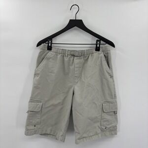 Lands End Kids Khaki Cargo Shorts Elastic Waist Belt XL 18-20H Boys Husky Preppy